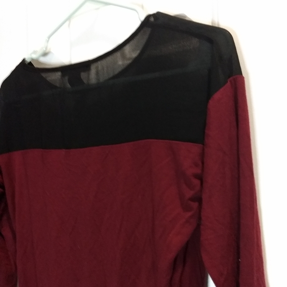 Maroon and Black Mesh Shirt - Picture 6 of 6